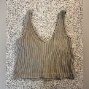 PacSun Ribbed Taupe Crop Top